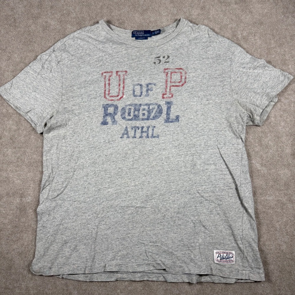 Polo Ralph Lauren T-Shirt Size Large Gray Classic Fit U of P Graphic Tee